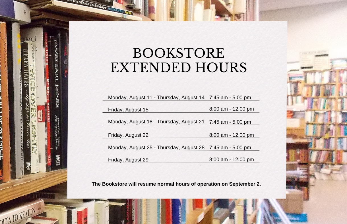 Bookstore extended hours graphic