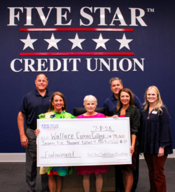 Five Star Credit Union Check Presention to Wallace