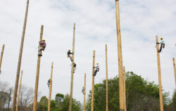 WCCD Lineworker students in the pole yard