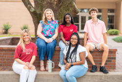 Wallace students in courtyard