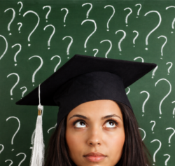Woman in a cap Contemplating graduation with curiosity