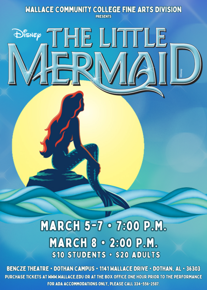 Poster advertising show dates and ticket cost for The Little Mermaid