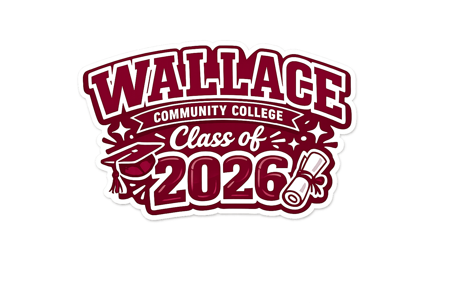 Wallace Community College W logo graduation graphic 2026.